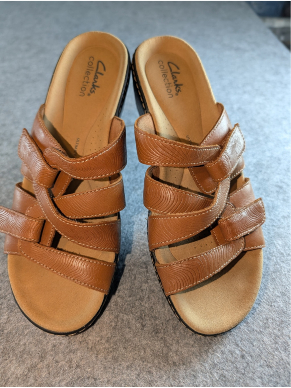 Clarks Collection Merliah Karli Brown Leather Adjustable Comfort Sandal Size 8